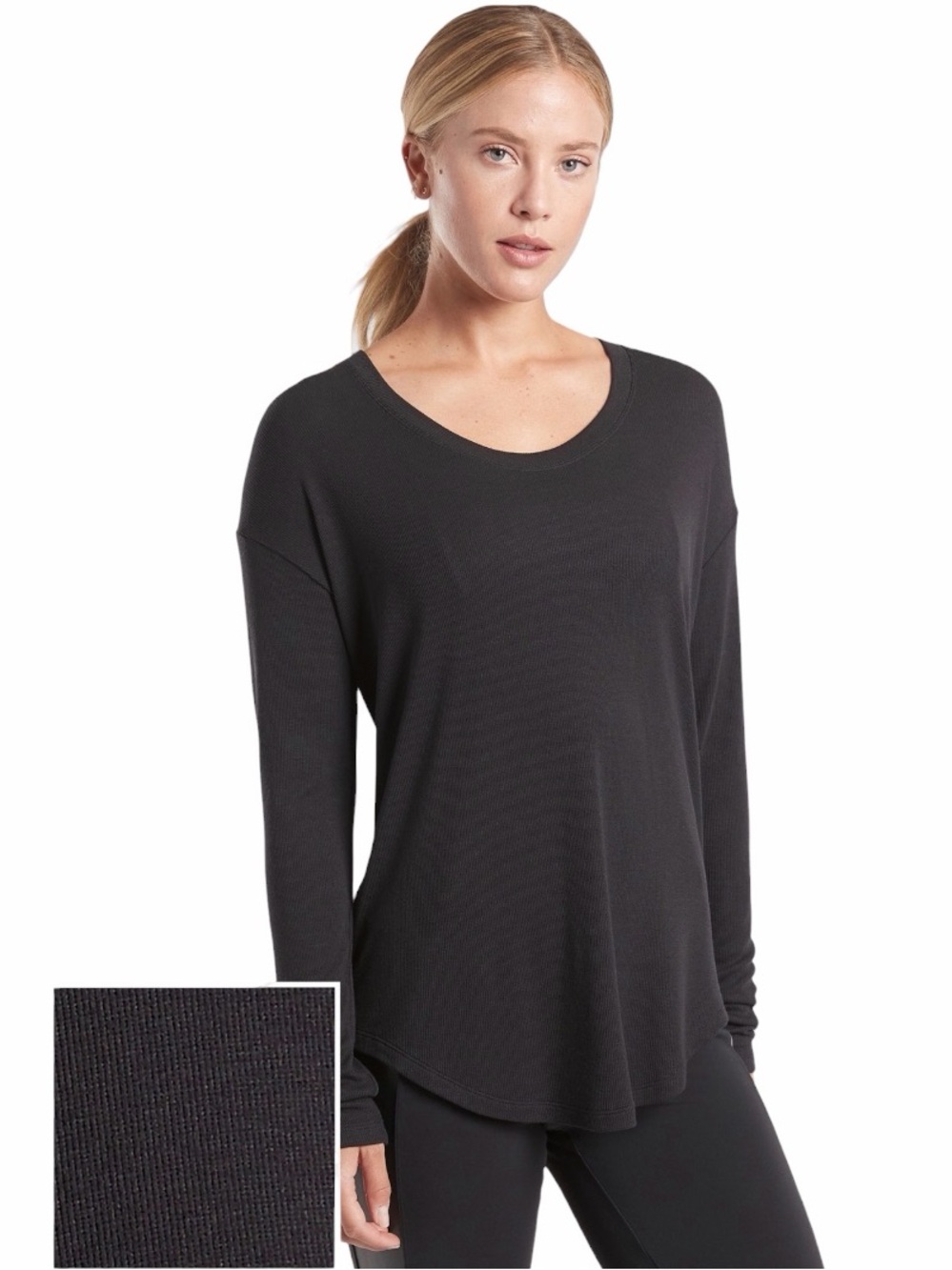 Athleta Cloudlight Rib Stratus Top in black size women’s small